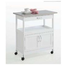 Carro cocina 2 puertas y 1 cajón en acabado color blanco/gris, 76 cm(alto)67 cm(ancho)37 cm(largo)