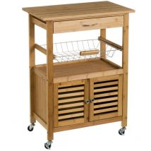 Carro de cocina con armario de bambú marrón nórdico de 60x36x80 cm -