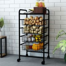 [en.casa] - Carro de servicio Rudbjerg con 4 cestas metal 87 x 41 x 32 cm negro