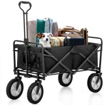 Keepbuying - Carro de transporte para jardín, 100 kg, plegable, para herramientas, 2 bolsillos de red, barra telescópica, todoterreno, color azul