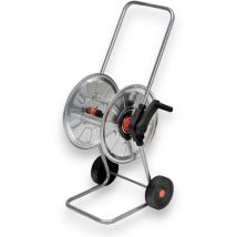 Carro portamangueras de jardín con bastidor de acero para manguera de 50 m