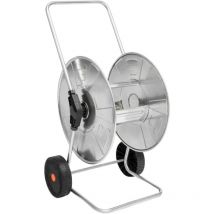 Carro portamangueras de jardín con bastidor de acero y carrete para mangueras de hasta 110 m