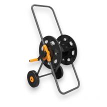 Carro portamangueras metálico para exteriores con ruedas