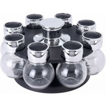 Excellent Houseware - Carrousel à épices, 8 bocaux en verre, support rotatif