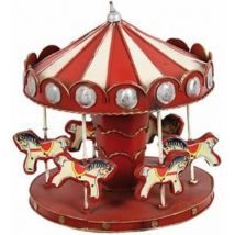 Carrousel poney rouge en métal antique