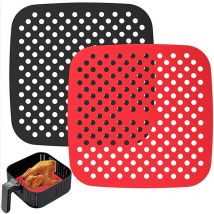 NK - 2 Pezzi Tappetino Friggitrice ad Aria Riutilizzabili (Carta Forno Silicone) - AirFryer Liner, Antiaderente, Accessori per Friggitrice senza