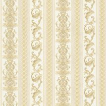 Profhome - Carta da parati barocca 335473 Carta da parati tnt leggermente strutturata in stile barocco opaca oro bianco-crema 5,33 m2