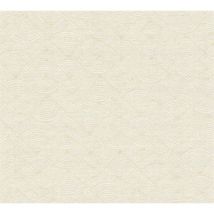 Carta da parati etnica Profhome 387424 Carta da parati tnt goffrata a caldo leggermente strutturata in stile etnico opaca crema bianco avorio 5,33 m2