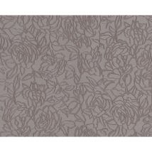 Edem - Carta da parati floreale 9040-22 Carta da parati tnt goffrata a caldo goffrata con ornamenti floreali lucida grigio marrone 10,65 m2