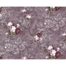 Edem - Carta da parati floreale 9045-25 Carta da parati tnt goffrata con design romantico opaca viola melanzana rosso-vino bianco 10,65 m2