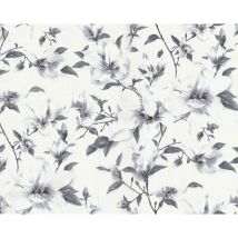Edem - Carta da parati floreale 9080-20 Carta da parati tnt goffrata con ornamenti floreali scintillante bianco grigio argento 10,65 m2
