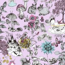 Profhome - Carta da parati floreale 381203 Carta da parati tnt leggermente strutturata con motivo floreale opaca rosa nero bianco giallo 5,33 m2