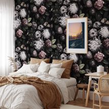 Carta Da Parati A Fiori Per Camera Da Letto Shabby Chic Floreale Scura