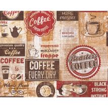 Carta da parati parato carta duplex coffee label rosso