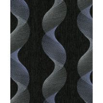 Edem - Carta da parati grafica 85035BR36 Carta da parati in vinile leggermente strutturata con linee ondulate ed accenti metallici antracite