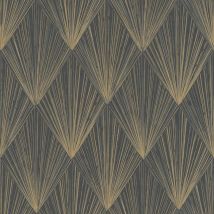 Profhome - Carta da parati grafica 378644 Carta da parati tnt leggermente strutturata con motivo grafico lucida nero oro grigio 5,33 m2