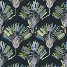 Profhome - Carta da parati natura 377085 Carta da parati tnt liscia con ornamenti floreali opaca verde nero azzurro grigio 5,33 m2