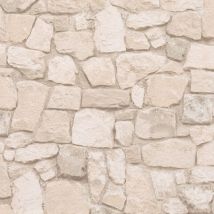 Carta da parati a pietre e mattonelle Profhome 692429 Carta da parati di carta leggermente strutturata a rilievo opaca crema beige sabbia 5,33 m2