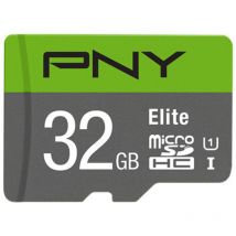 PNY Elite - 32 Go - MicroSDHC - Classe 10 - Class 1 (U1) - Vert - Gris (P-SDU32GU185GW-GE)