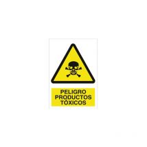 Cartel de advertencia de texto y pictograma Peligro productos tóxicos Poliestireno 297X210 mm