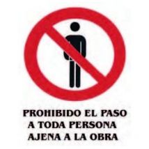 Cartel señalizacion 40x30cm paso obra pvc cv tools