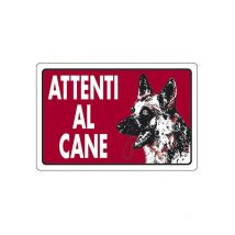 CARTELLO ATTENTI AL CANE 18x 12 ALLUMINIO