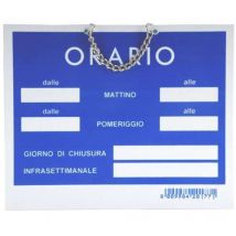 Targa con catenella 15x11 in ppl 1mm. orario blu x1