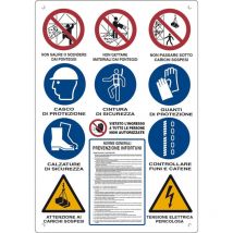CARTELLO SEGNALE CANTIERE KIT 12 SIMBOLI cm 90x68