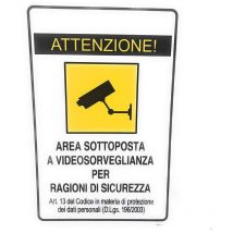 Cartello Segnaletico Attenzione Area Sottoposta A Videosorveglianza Per Esterno