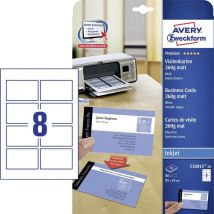 Avery-Zweckform C32015-10 Cartes de visite imprimables, bords lisses 85 x 54 mm blanc 80 pc(s) Format du papier: din A4 - blanc