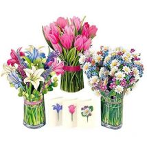 Cartes pop-up, bouquet de fleurs éternelles grandeur nature, cartes de vœux pop-up 3D avec carte de notes et enveloppe