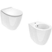 Paire de sanitaires au sol en blanc brillant d'une profondeur de 52 cm Ponsi Kite KITKITE8BI