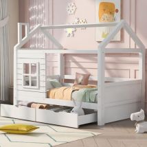 Rosahqnda - Casa cama de niños cama de jóvenes 90200 con protección contra corrosiones de madera versátil cama de niños para niños y niñas, madera
