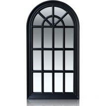 Antic by Französischer Fensterspiegel - 46x86 cm - Fester Rahmen - Matt Schwarz - Casa Chic