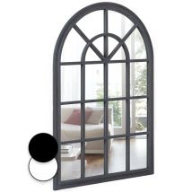 Casa Chic - Antic by Französischer Fensterspiegel Hochwertiger Wandspiegel Spiegel Dekospiegel - 120x80 cm - Echtholz - Antik Grau