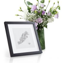 Bilderrahmen, 24,4x24,4cm Bilderrahmen für Kinderzeichnungen, Urkunden & Fotos, Quadratischer Holz-Bilderrahmen mit Glas, Fotorahmen im Hoch- oder