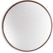 Elegance by Rosegoldener Wandspiegel aus Metall - Rund 80 cm Durchmesser Galvanisiertes Metall - Ideal für Badezimmer und Wohnzimmer - Rose Gold