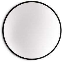 Elegance by Schwarzer Wandspiegel aus Metall - Rund 58,5 cm Durchmesser Galvanisiertes Metall - Ideal für Badezimmer und Wohnzimmer - Schwarzer