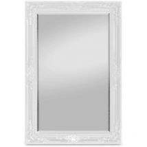 Rococo by Weißer Shabby Chic Wandspiegel - 90 x 60 cm - Handgefertigter Spiegel - Barock - Groß - Massivholz - Antik Weiss - Casa Chic