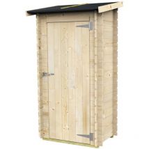 Alce - Caseta de Jardín Adosada Bh16 Arturo 98x64 de Madera de abeto natural 16 mm con puerta simple, techo y suelo de machihembrado, montaje fácil,