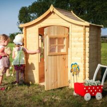 Timbela - Casa de madera para niños exterior con suelo - Casita de campo para niños L112xL146xA152 cm/ 1,1m2 Casa de juguete de exteriores - Casa