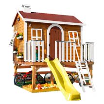 Casa palafitta da giardino per bambini con scivolo super aldea. 250x250x322 cm. casas Green House Casetta verniciata, trasporto compreso.