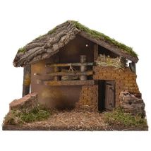 Casa para belen con led y musgo 32x16x24cm