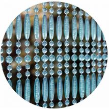 Rideau de porte en perles bleues et transparentes Frejus 100x230 cm