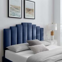 Casacade Blue Plush Super King 30 inch Strutted Headboard