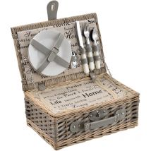 Casa.pro - Cesta de pícnic para 2 personas con nevera, cubiertos, platos, vasos - gris