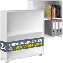 CASARIA 2x Étagères bibliothèque 77 x 60 x 28 cm Meuble de rangement VELA 2 compartiments pour salon bureau chambre Blanc