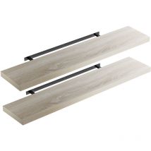 Casaria 2x Floating Shelves Including Bracket Wall Shelving Living Room Kitchen Black White Grey Oak High Gloss Matt 50 70 90 110 cm 50cm (de), 2er