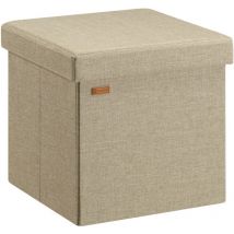38cm Square Foldable Stool with Storage Space Faux Leather/Linen with Removable Padded Lid 38x38cm Upholstered Ottoman 40 Litre Capacity Chest Shoe