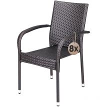 Casaria - 4/8 Piece Polyrattan Stacking Garden Chair Set Stackable Weatherproof Outdoor Chairs with Armrest 160kg Capacity Camping Patio Balcony Deck